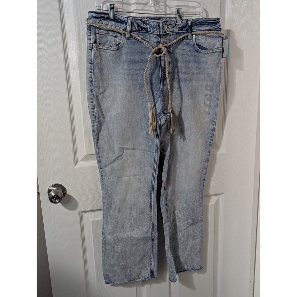 NEW! Maurices Kick Boot Ankle Women's 14 Long Jeans Cord Belt Raw Hem